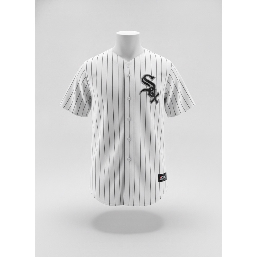 Majestic Chicago White Sox Baseball Jersey boys XL White Pinstripe MLB 6701